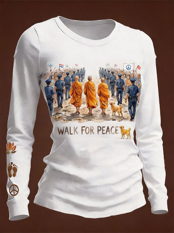 Women'S Clothing: Walking For Peace - Artistic Print Top