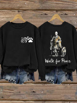 Retro Walk For Peace Monks With Aloka Dog Print Sweatshirt