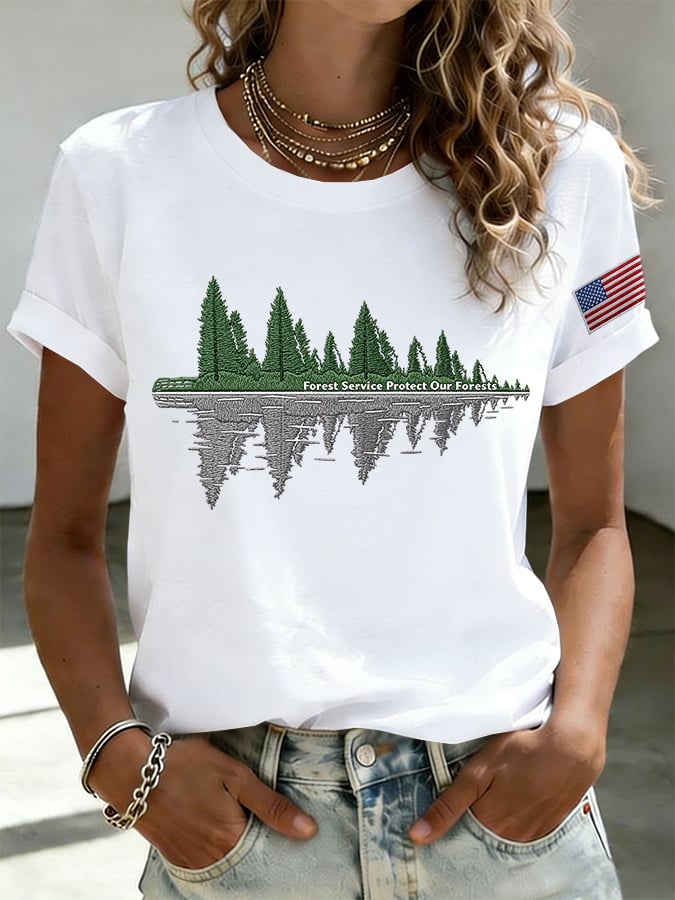 Women's Retro Save The Forest Service Print T-Shirt