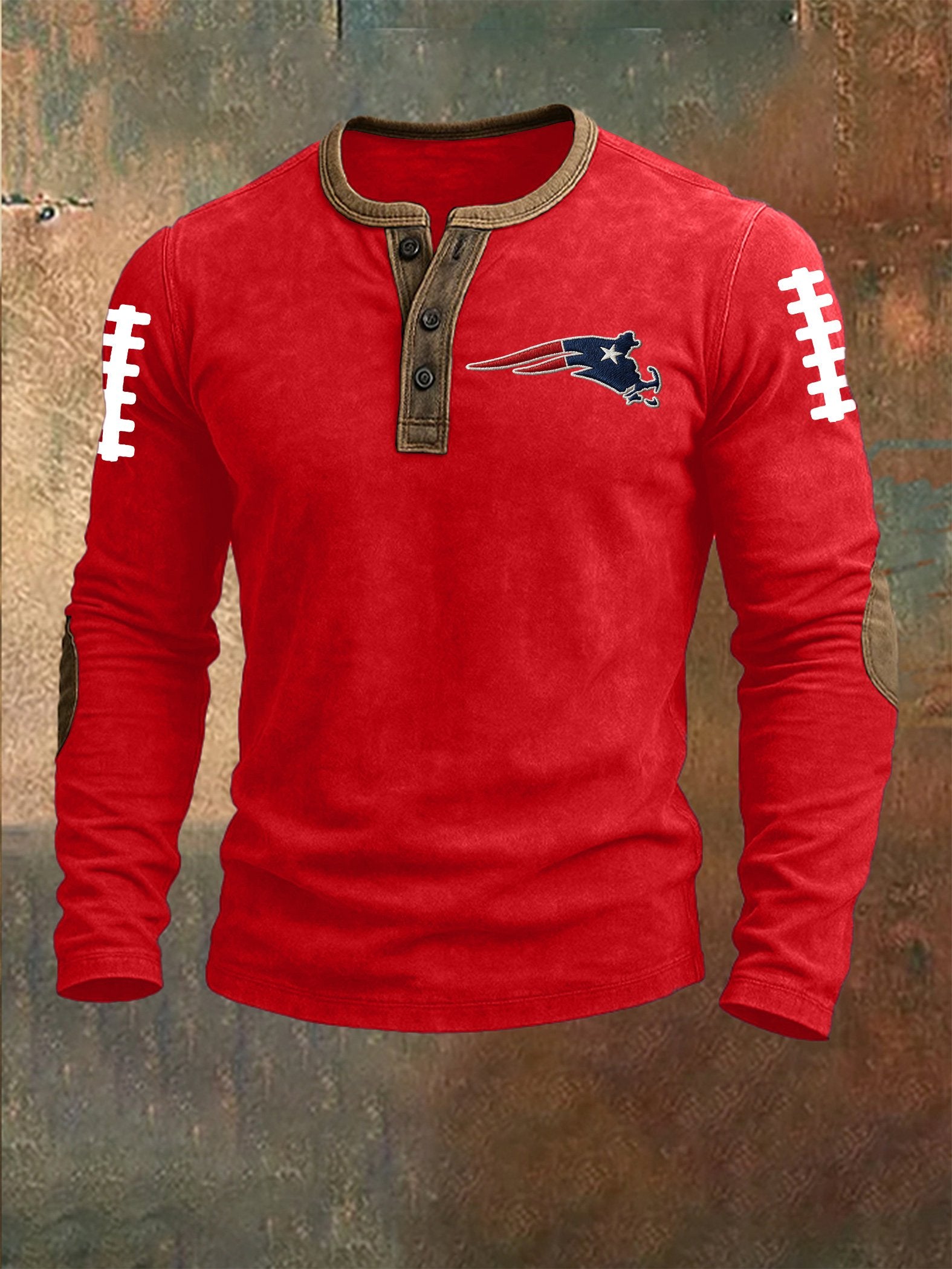 Men's Football Print Henley Top