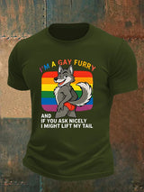 Men's I'm a gay furry Funny LGBTQ Pride Month Shirt
