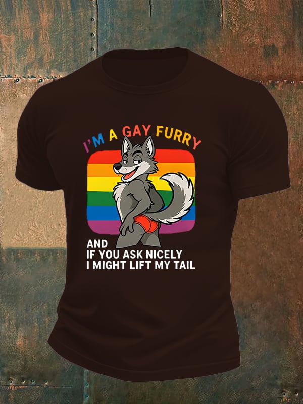 Men's I'm a gay furry Funny LGBTQ Pride Month Shirt