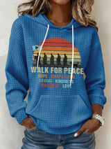 Retro Walk For Peace Hope Compassion Loving-Kindness Harmony Love Print Hoodie