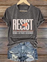 🔥Buy 3 Get 15% Off🔥V-Neck Retro Resist No Kings No Tyrants No Billionaires Print T-Shirt