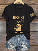 🔥Buy 3 Get 15% Off🔥V-Neck Retro Penguins Resist Tariffs Print T-Shirt