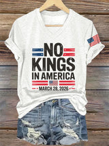 V-Neck Retro No Kings In America March 28 2026 Print T-Shirt