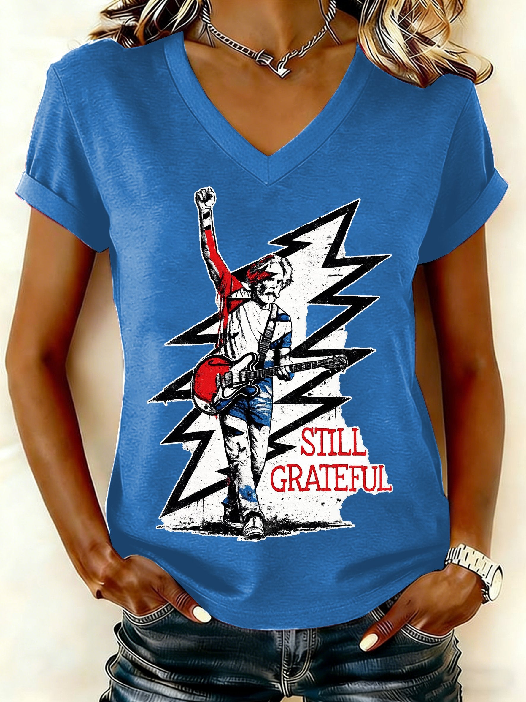 🔥Buy 3 Get 15% Off Women's Still Grateful Print V Neck T-shirt