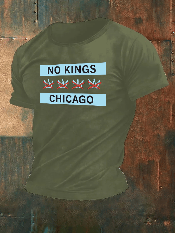 🔥Buy 3 Get 15% Off🔥Men's  No Kings Chicago Flag Print  T-Shirt