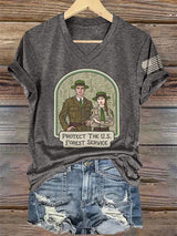V-Neck Retro Protect The U.S. Forest Service Print T-Shirt