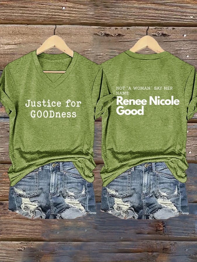 Women's Say Her Name Print V Neck T-shirt