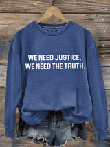 Women's “We Need Justice We Need Truth” Printed Hoodies