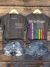 🔥Buy 3 Get 15% Off🔥V-Neck Retro We The People No Kings In America Print T-Shirt