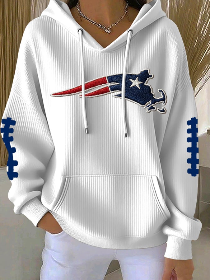 Women's football Print Casual Hooded Sweatshirt