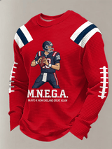 Men's Retro Football Print Casual Long-Sleeved Top