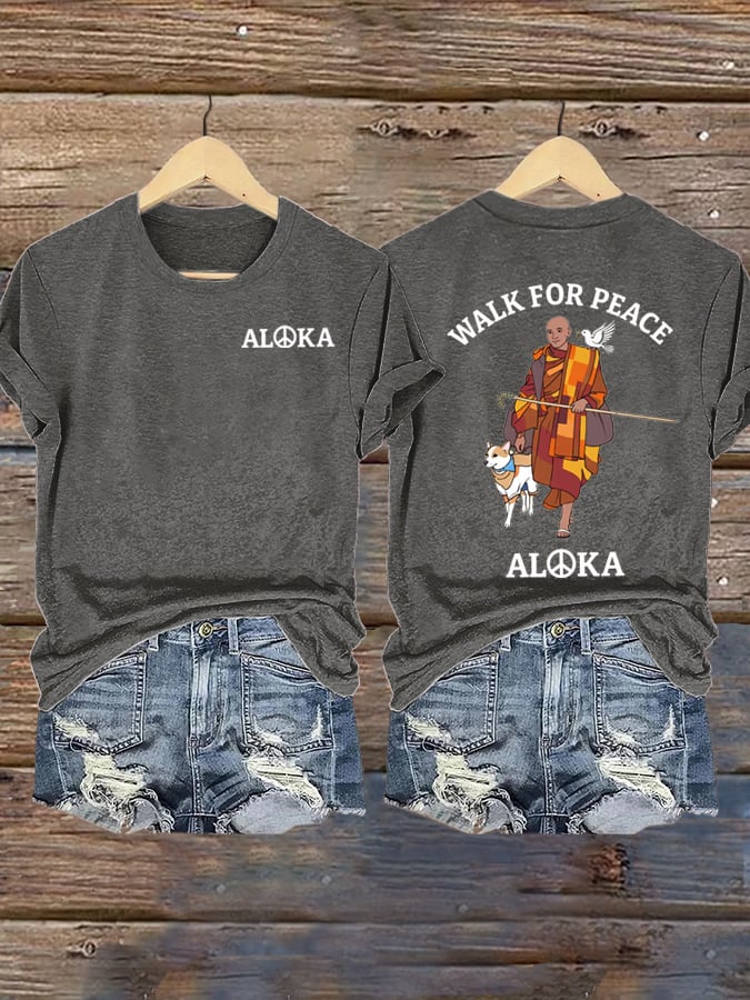 Retro Walk For Peace 19 Monks 1 Dog 2300 Miles For Peace Print T-Shirt