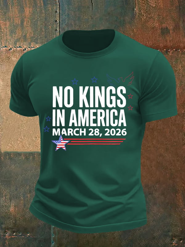 🔥Buy 3 Get 15% Off Men's   NO KINGS IN AMERICA  Print  T-Shirt