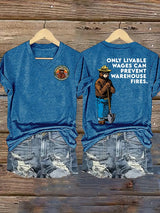 Women's  Retro Resist Save The Forest Service Print T-Shirt