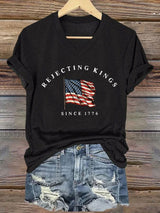 🔥Buy 3 Get 15% Off🔥V-Neck Retro Rejecting Kings Since 1776 Print T-Shirt