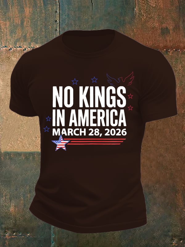 🔥Buy 3 Get 15% Off Men's   NO KINGS IN AMERICA  Print  T-Shirt