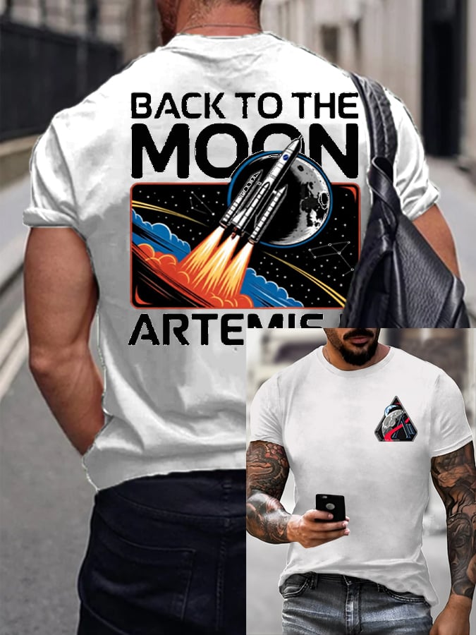 Men's Artemis II Round Neck Casual Printed T-Shirt
