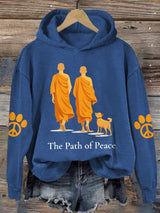 Retro Walk For Peace Monks With Aloka Dog Print Hoodie