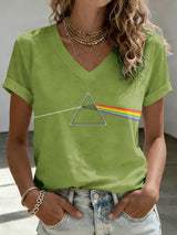 V-Neck Retro See You On The Dark Side Of The Moon Print T-Shirt