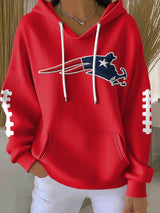 Women's football Print Casual Hooded Sweatshirt