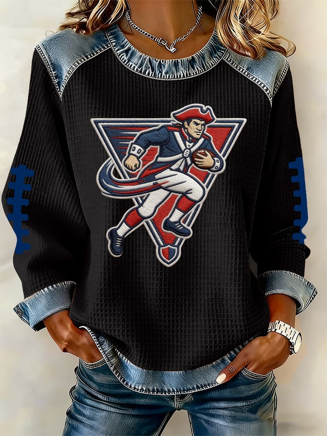 Women's Football Print Long-Sleeved Sweatshirt