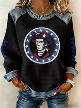 Women's rugby print long-sleeved sweatshirt