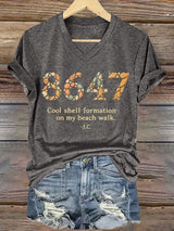 🔥Buy 3 Get 15% Off🔥V-Neck Retro 8647 Cool Shell Formation On My Beach Walk Print T-Shirt