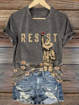 Women's Resist Bear Print V Neck T-shirt