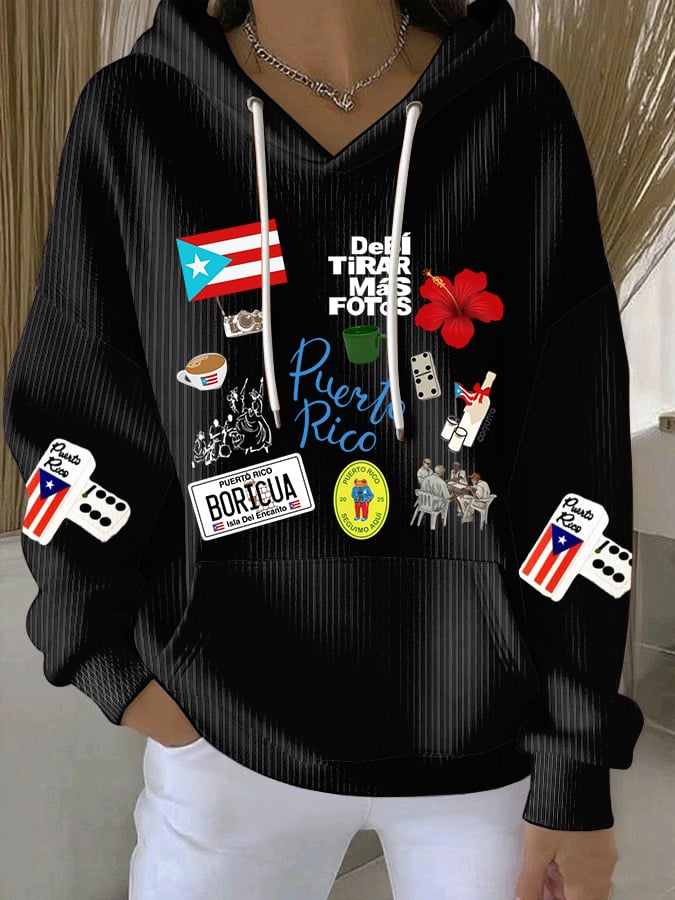 Women's Puerto Rico Print Casual Sweatshirt