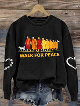 Retro Walk For Peace Monks With Aloka Dog Print Sweatshirt
