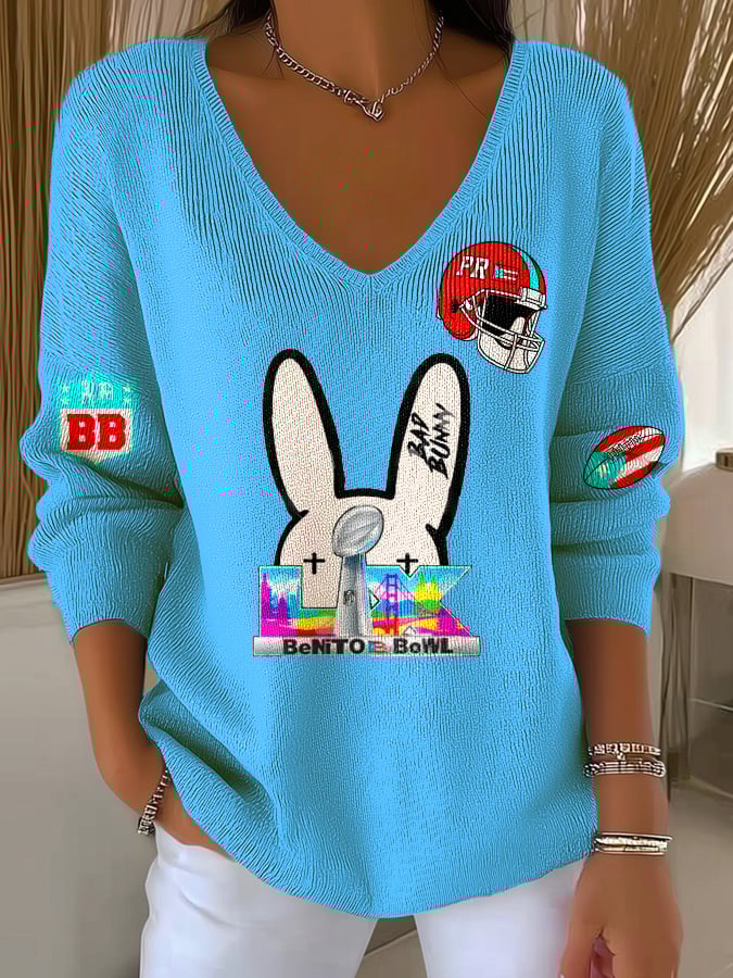 Puerto Rico colorful casual Women's Printed Long Sleeve Top