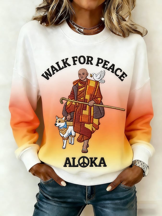 Monks participated in a peace walk with their peace dog Women's  Sweatshirt