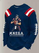 Men's Retro Football Print Casual Long-Sleeved Top