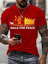 Men's Retro Walk For Peace Monks With Aloka Dog Print T-Shirt