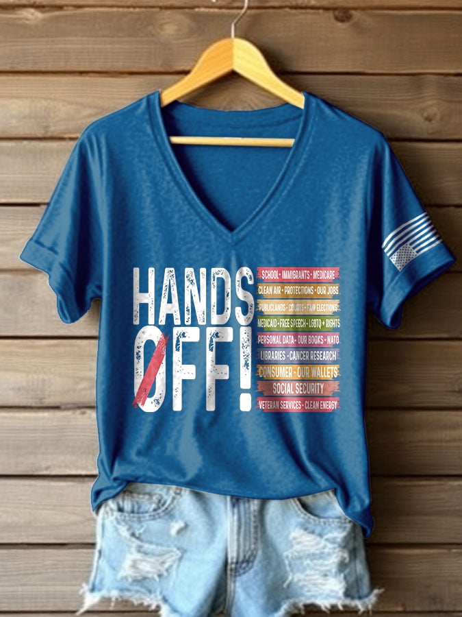 🔥Buy 3 Get 15% Off🔥Women's Retro Hands Off Protest Print T-Shirt