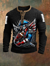 Men's Football Print Henley Top