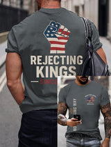 🔥Buy 3 Get 15% Off🔥Men's “No Faux King Way,Rejecting Kings Since 1776” Printed T-shirt