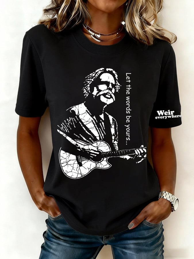 🔥Buy 3 Get 15% Off Women's Let The Words Be Yours Print Round Neck T-shirt