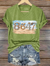 🔥Buy 3 Get 15% Off🔥V-Neck Retro 8647 Beach Seashells Print T-Shirt