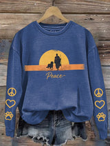 Retro Walk For Peace Monks With Aloka Dog Print Sweatshirt