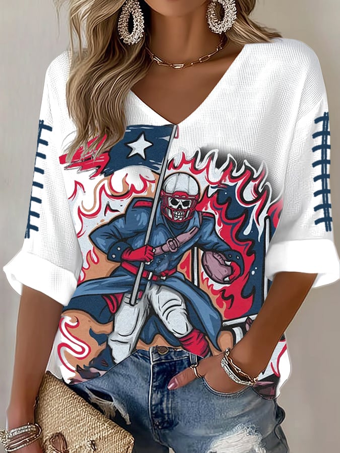 Women's Retro  Football Print T-Shirt