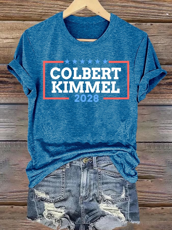 Women's Talk Show Colbert Kimme 2028 Print T-Shirt