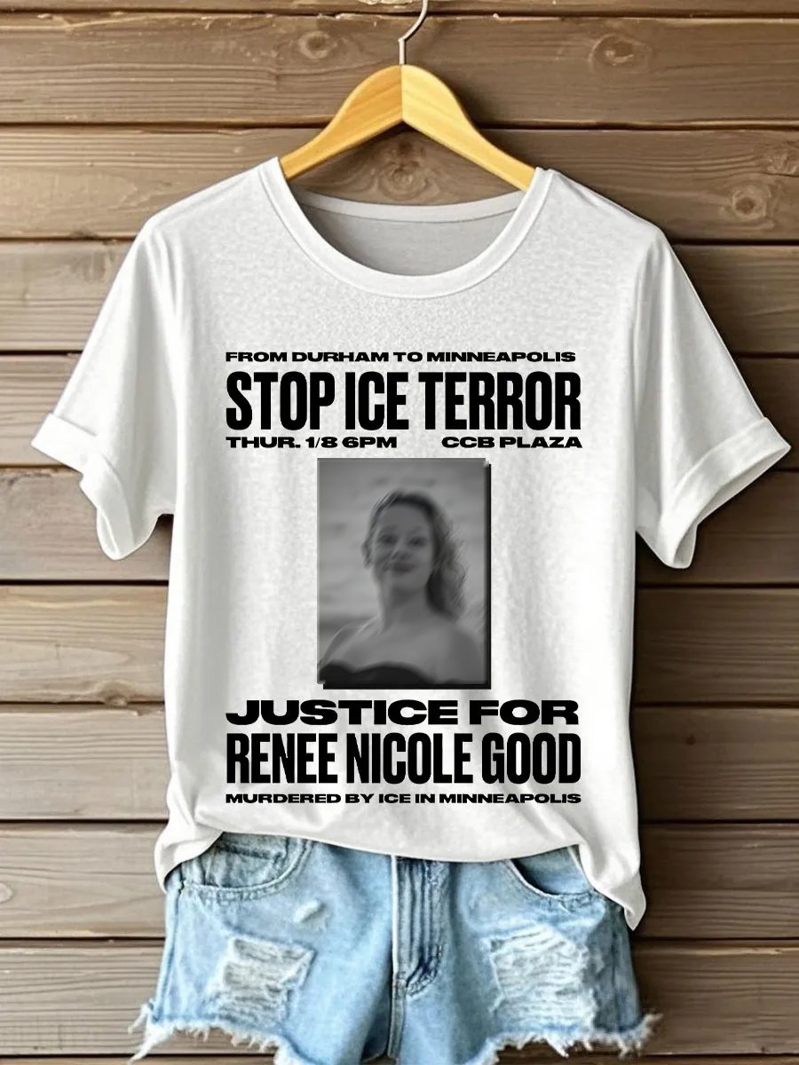Women's Stop Ice Terror Printed T-shirt