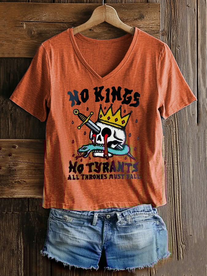 🔥Buy 3 Get 15% Off🔥Women's Casual Retro Reject The King Print T-Shirt