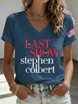 🔥Buy 3 Get 15% Off V-Neck Retro Last Show Print T-Shirt