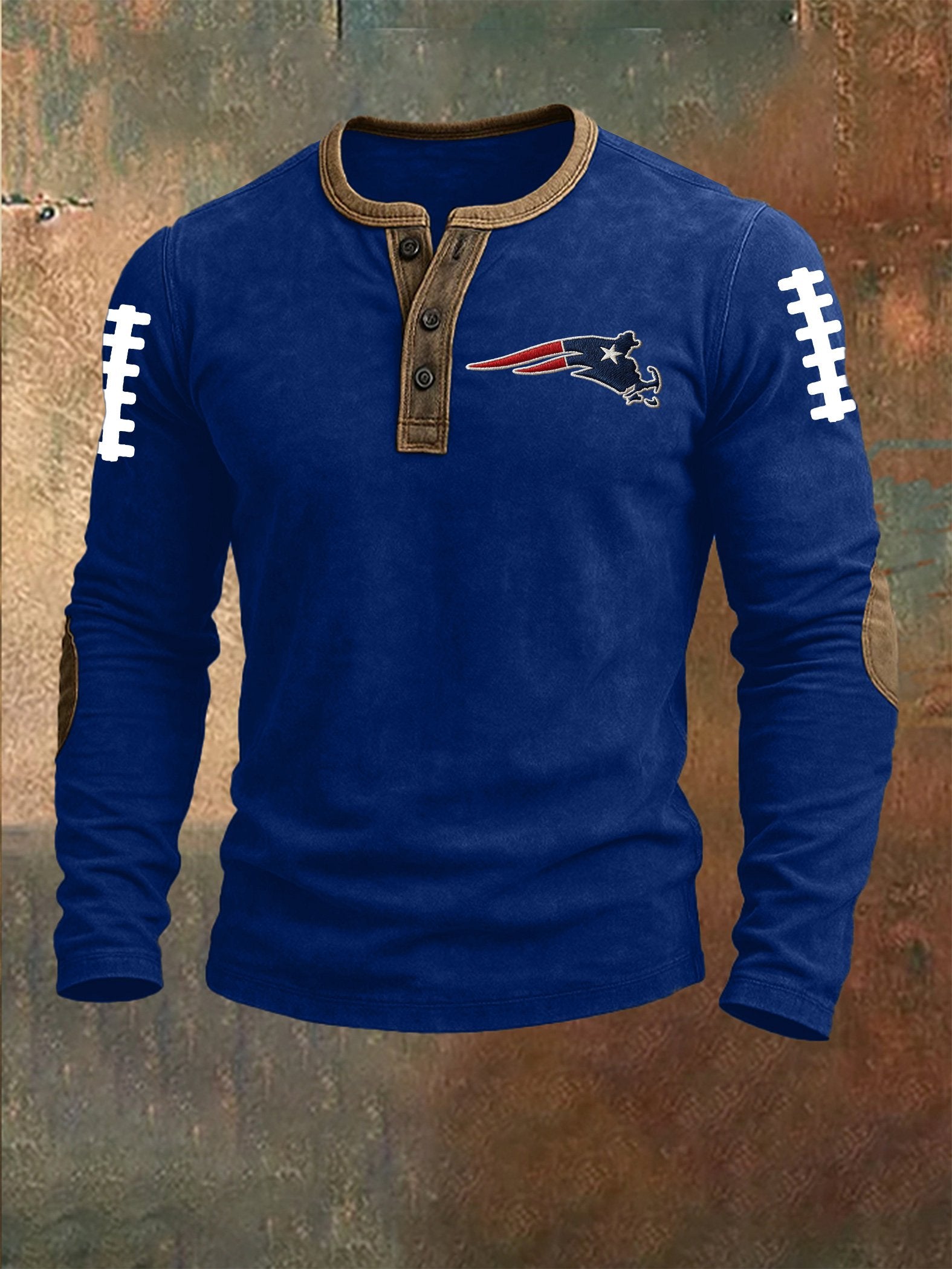 Men's Football Print Henley Top