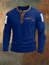 Men's Football Print Henley Top